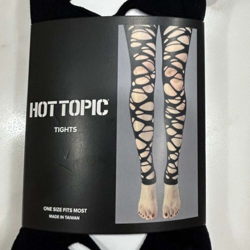Hot Topic Black Ripped Cutout Tights One Size Y2K Goth
